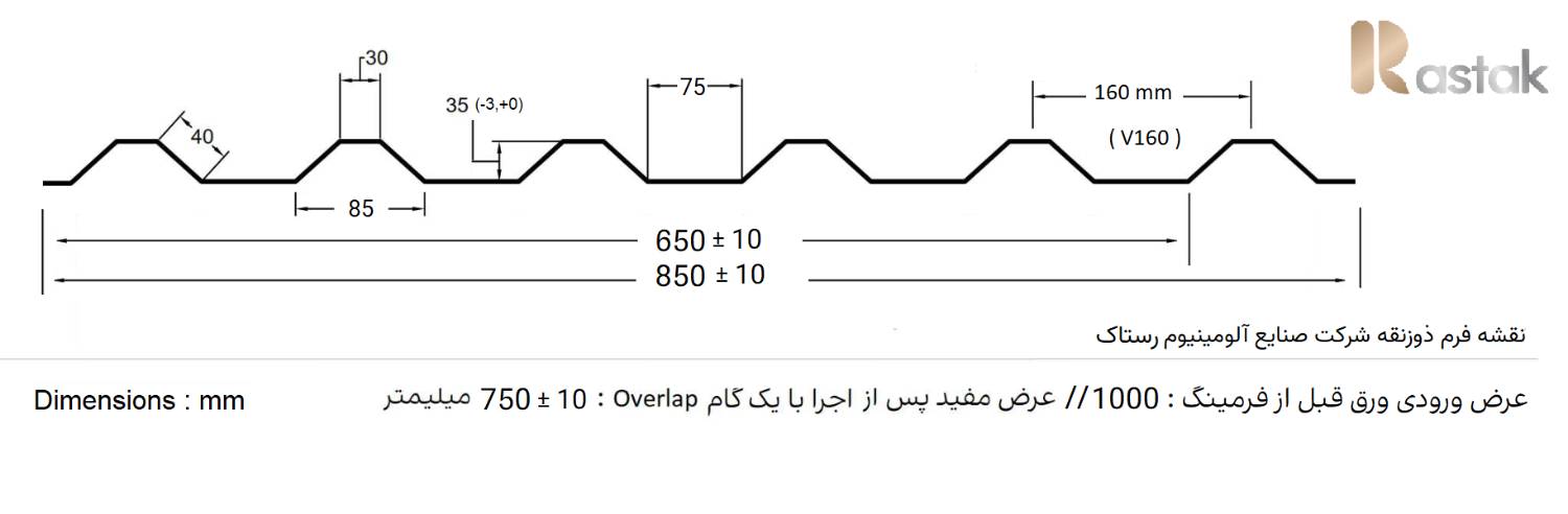 نقشه ورق آلومینیوم فرم ذوزنقه